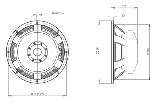 B&C 12TBX100 Subwoofer 12" 8 Ohm - Terminali Push Button