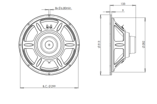 B&C 12CL64 Woofer 12” 4/8 Ohm – Terminali Faston