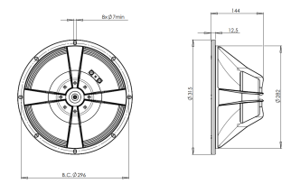B&C Speakers 12HPL64 - Woofer 12” - 8 Ohm – Terminali Faston